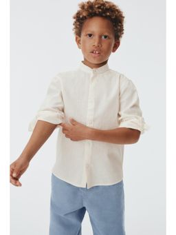 H&M - Boys White Linen blend grandad shirt
