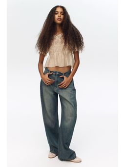 H&M - Women Beige Smocked blouse