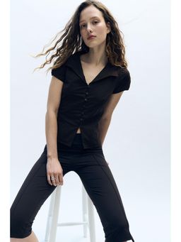 H&M - Women Brown Collared button-front top