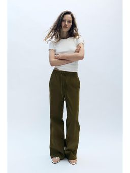 H&M - Women Green Cotton drawstring trousers