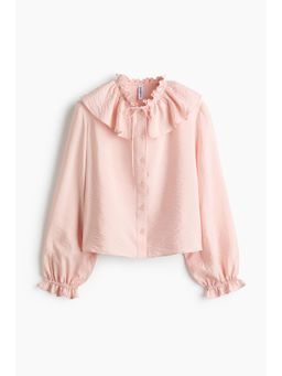 H&M - Women Pink Frill-trimmed blouse