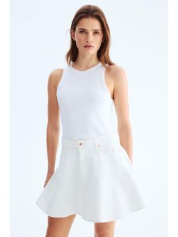 H&M - Women White Flared denim skirt