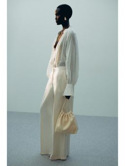 H&M - Women White Wide linen-blend trousers