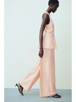 H&M - Women Pink Wide linen-blend trousers