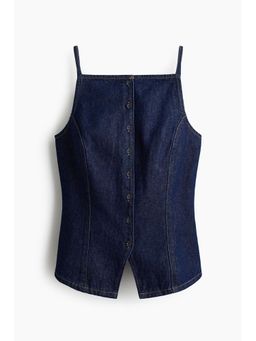 H&M - Women Blue Denim waistcoat style Top