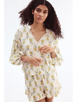 H&M - Women Yellow Linen-blend blouse