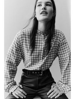 H&M - Women Beige Frill-collared blouse