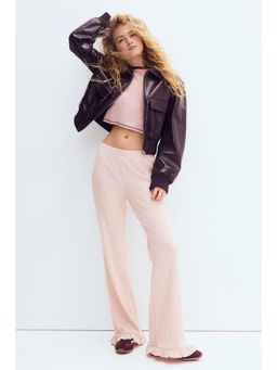 H&M - Women Pink Flared rib-knit trousers
