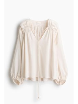 H&M - Women Beige Oversized viscose blouse