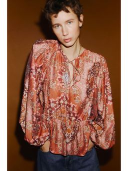 H&M - Women Orange Peplum blouse