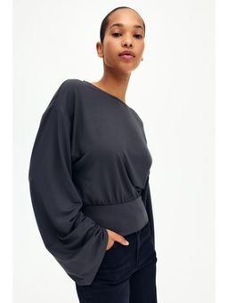 H&M - Women Grey Gathered jersey top