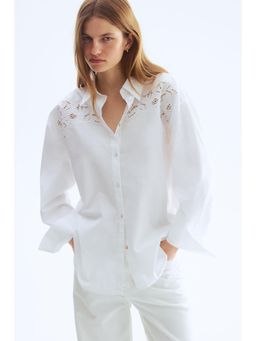H&M - Women White Broderie anglaise cotton shirt