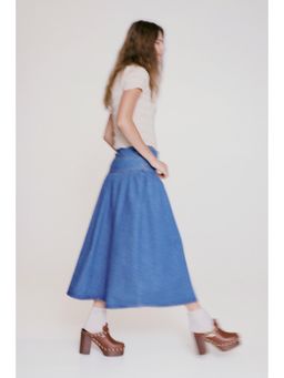 H&M - Women Blue Gathered denim skirt