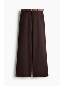 H&M - Women Brown Wide belted twill trousers
