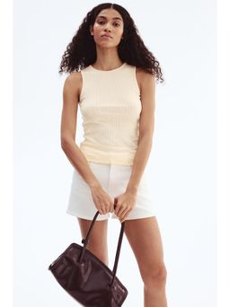 H&M - Women Yellow Pointelle-knit cotton top