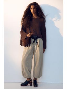 H&M - Women Beige Balloon-leg nylon trousers