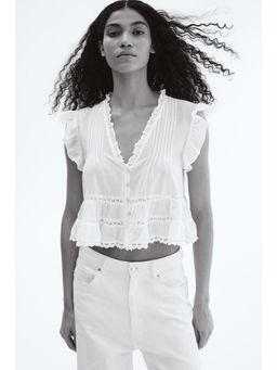 H&M - Women White Pintucked blouse