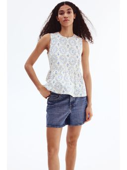 H&M - Women Blue Sleeveless peplum blouse