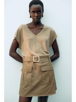 H&M - Women Green V-neck T-shirt