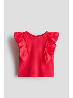 H&M - Girls Red Flounced broderie anglaise top