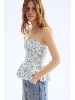 H&M - Women Beige Bandeau peplum top