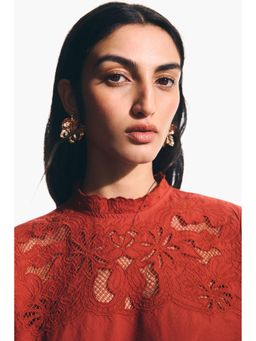 H&M - Women Red Broderie anglaise blouse