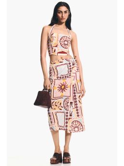 H&M - Women Multi-Color Linen-blend wrap skirt