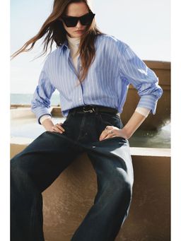 H&M - Women Blue Oversized poplin shirt