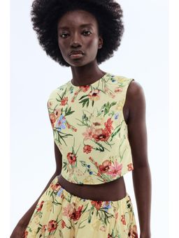 H&M - Women Yellow Cropped poplin top