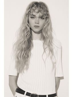 H&M - Women White Rib-knit T-shirt