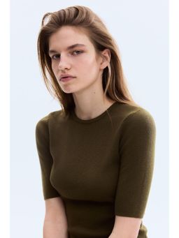 H&M - Women Green Rib-knit T-shirt