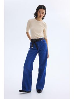 H&M - Women White Rib-knit T-shirt