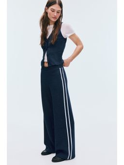 H&M - Women Blue Lace-trimmed jersey trousers