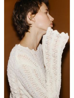 H&M - Women White Pointelle-knit jumper