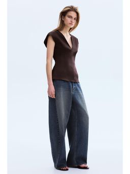 H&M - Women Brown V-neck top