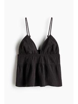 H&M - Women Grey Linen-blend strappy top