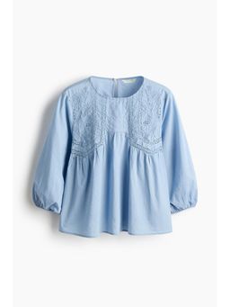 H&M - Women Blue Loose-fit cotton blouse