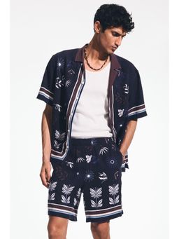 H&M - Men Blue Relaxed Fit Linen-blend shorts