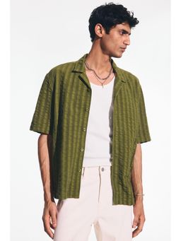 H&M - Men Brown Relaxed Fit Textured resort shirt