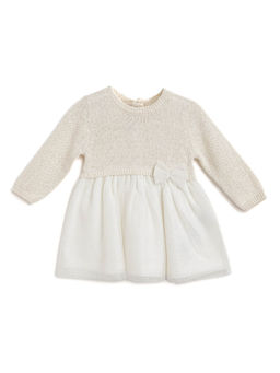 Chicco - Girls Light Natural Self Design Long Sleeve Dress