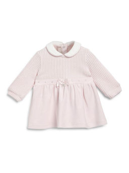 Chicco - Girls Light Pink Self Design Long Sleeve Dress