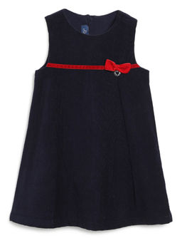 Chicco - Girls Dark Blue Solid Sleeveless Dress