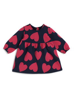 Chicco - Girls Dark Navy Blue Printed Long Sleeve Dress