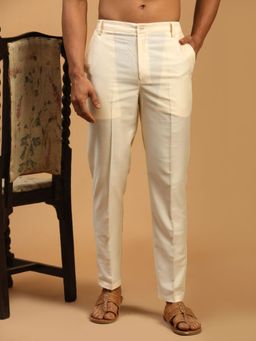 Vastramay - Men's Cream Viscose Pant Style Pyjama