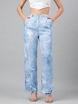 Latin Quarters - Blue Casual Tie and Dye High Rise Trouser
