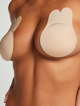 Rheal Curve - Beige Solid Nylon/Spandex Fit Stick On Bra