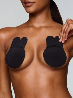 Rheal Curve - Black Solid Nylon/Spandex Regular Fit Stick On Bra