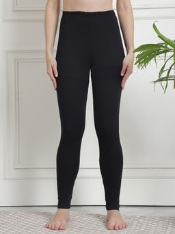 Aerowarm - Black Solid Cotton Skinny Fit Thermal Bottom