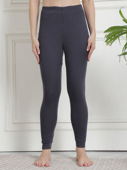 Aerowarm - Charcoal Solid Cotton Skinny Fit Thermal Bottom