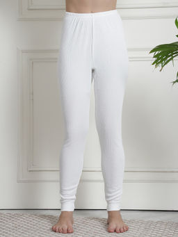 Aerowarm - White Solid Cotton Skinny Fit Thermal Bottom
